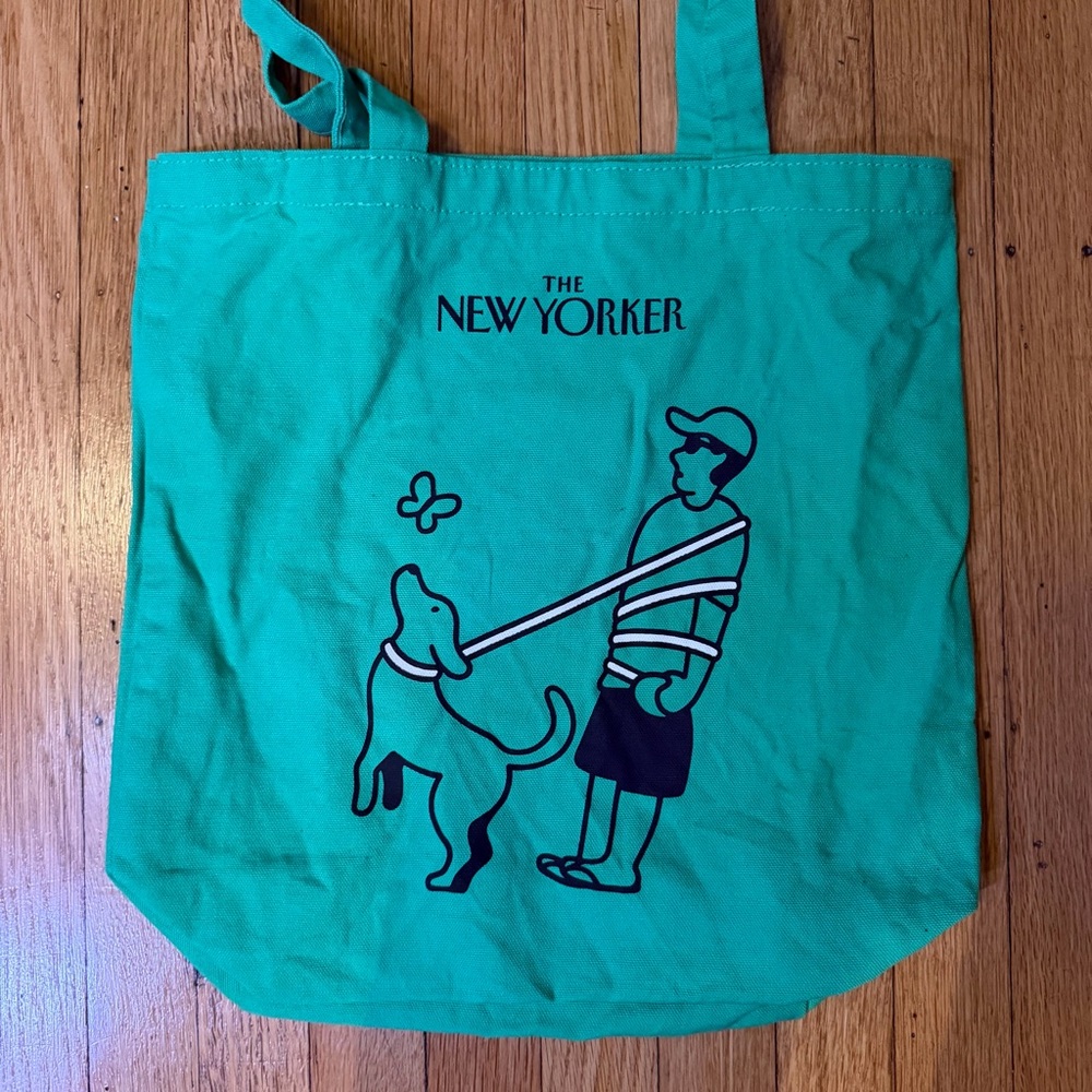 RARE The New Yorker Limited Edition Tote Bag Laura Dirzyte Green Dog Walk - Picture 2 of 7
